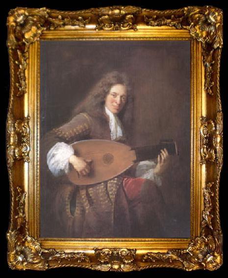 framed  Jean-Francois De Troy Charles Mouton the Lutanist (mk05), ta009-2